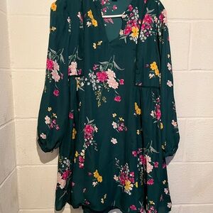 Lot of Two Floral Green and Black Dresses size Medium